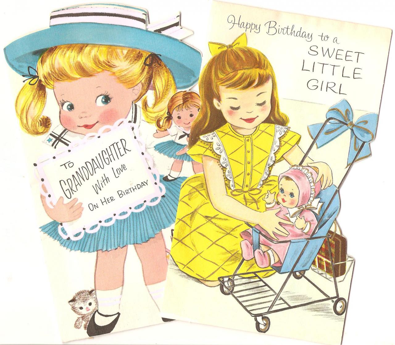 Vintage Hallmark Greeting Card Sweet Little Girls 1950s Cuteness
