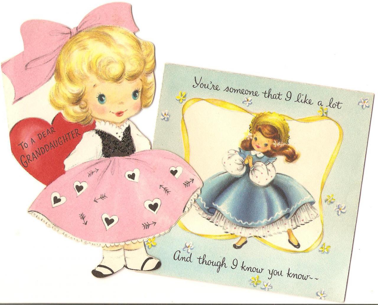 Vintage Hallmark Greeting Card Sweet Little Girls 1950s Cuteness